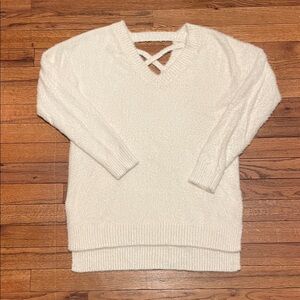 Pink Rose White Sweater